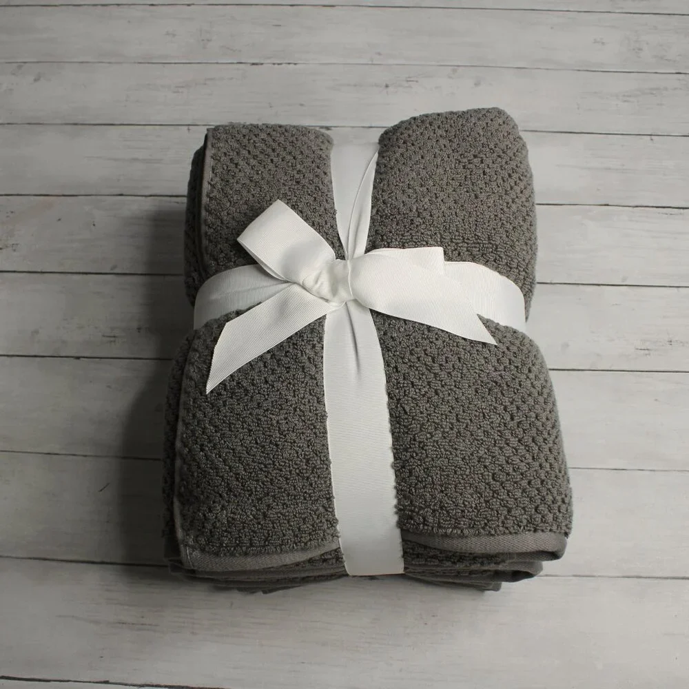 Truly Lou Bath Towel Set 100% Cotton Gray Hand Towels Washcloth 6 Piece